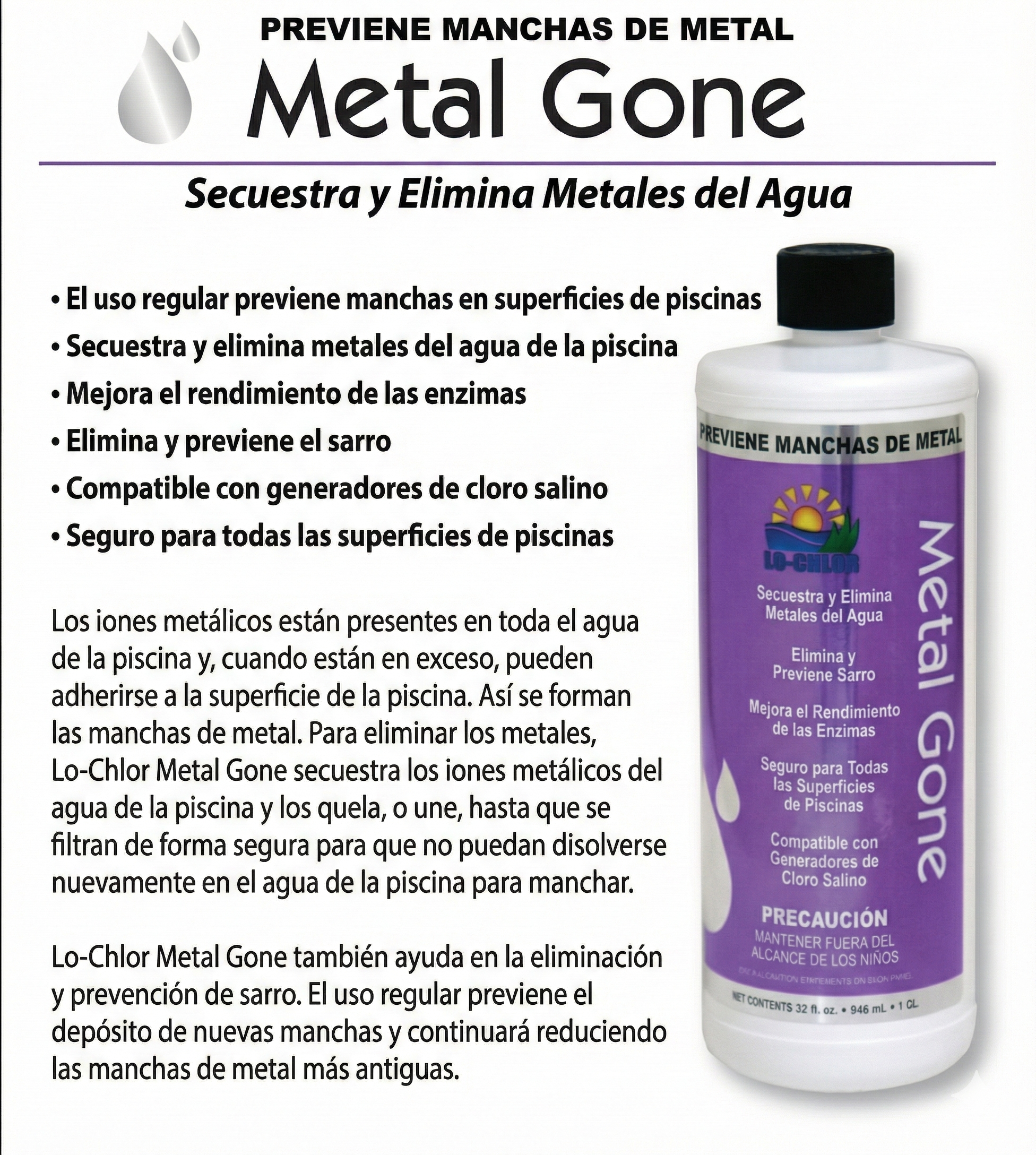 Metal-Ex para piscina, agua de pozo, eliminador de metales, neutralizador de metales para piscina, para agua cristalina (1 x 4L Metal-Ex para piscina, agua de pozo, eliminador de metales, neutralizador de metales para piscina, para agua cristalina (1 x 4L